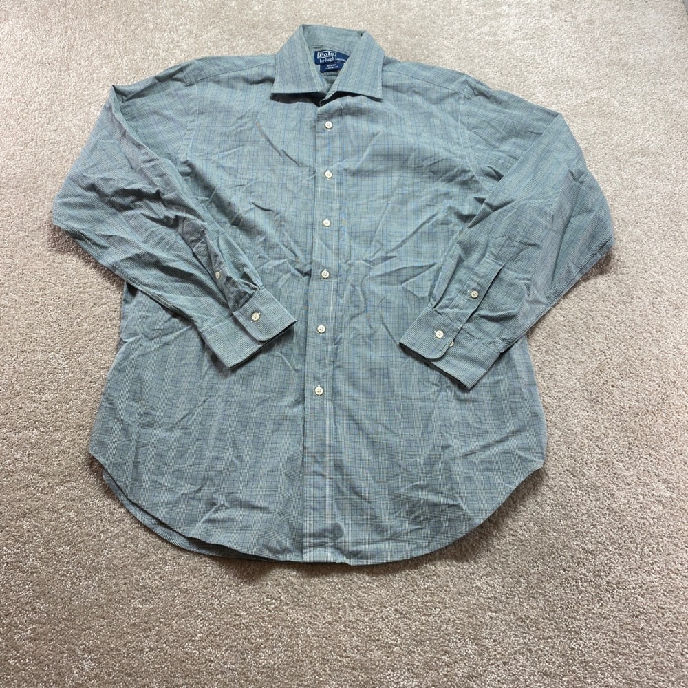 Polo Ralph Lauren Shirt Mens 16.5 34/35 Green Check Regent Classic Fit Button Up